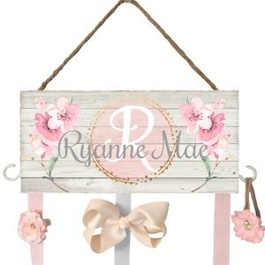 Personalized Hair Bow Holder Organizer Cute Rustic